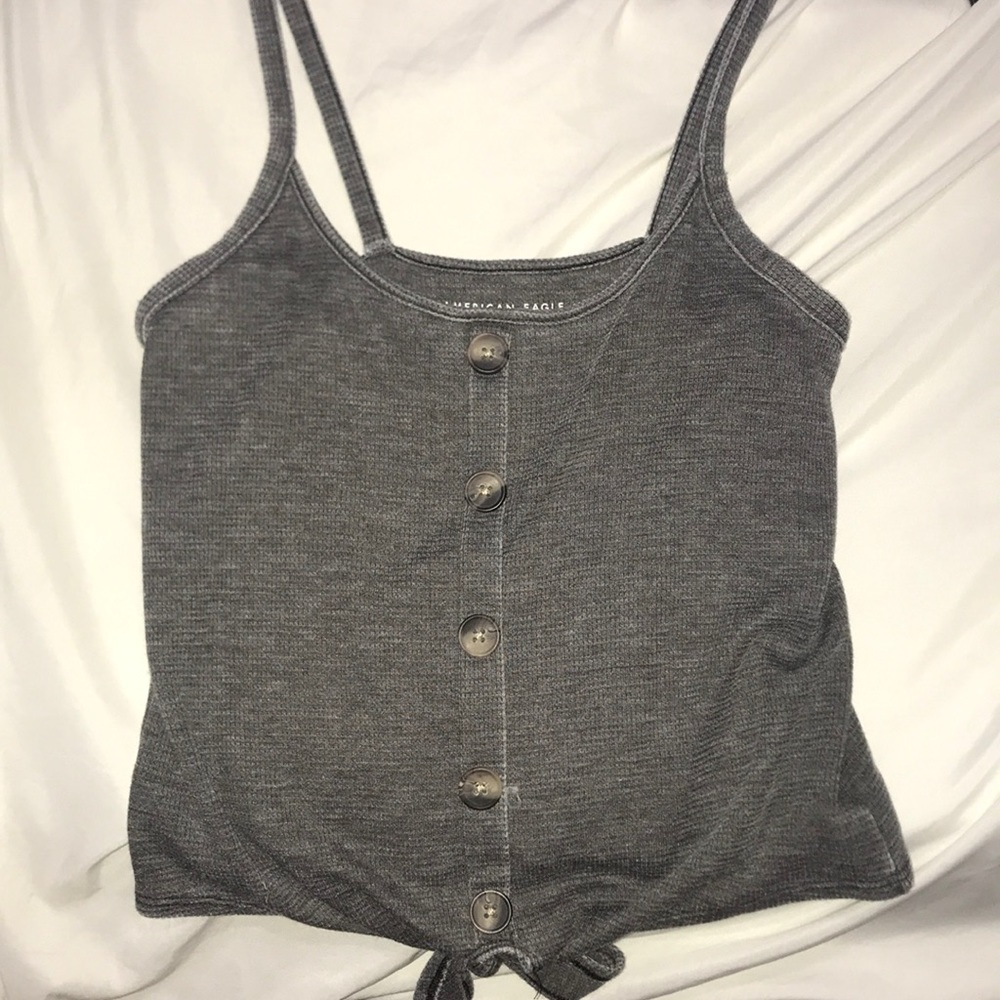 button down with a cute tie bottom blouse